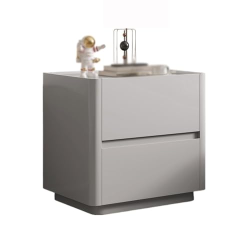 Nachttische Grauer Nachttisch aus Holz mit doppelter Schublade, einfaches Nachttisch-Schrank for das Schlafzimmer Nachtschrank(Groß) von Shihan-2015