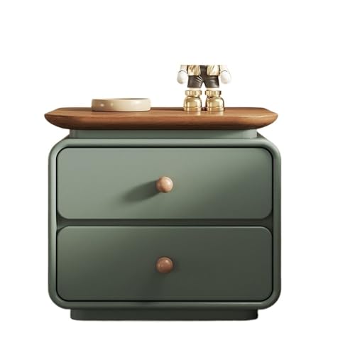 Nachttische Grün mit Tablett Nachttisch Aufbewahrung Schlafzimmer Nachttisch Doppel Schublade Aufbewahrungsschrank Nachtschrank(Groß) von Shihan-2015