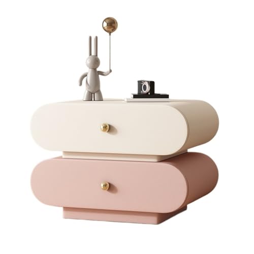 Nachttische Rosa und Weiß Große Kapazität Doppel Schublade Holz Nachttisch Home Schlafzimmer Nachttisch Lagerung Schrank Nachtschrank(XS) von Shihan-2015