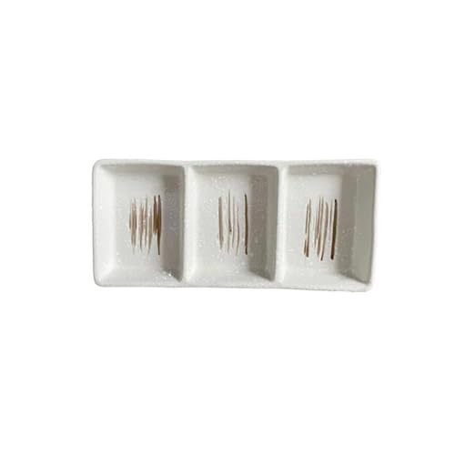 Shihan-2015 Dipschälchen Snackschalen Saucen-Dip-Tablett: Vorspeisen-Servierschale mit drei Gittern, wiederverwendbare Gewürzaufbewahrungsplatte, Snackschale Tauchsauce-Schüsseln(Weiß) von Shihan-2015