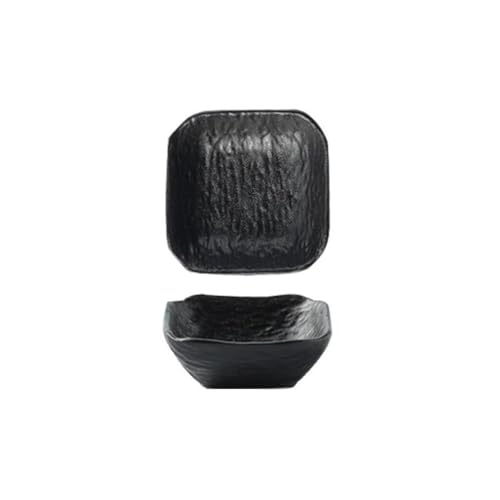 Shihan-2015 Dipschälchen Snackschalen Stein Textur Platz Sauce Gericht Western Restaurant Dip Kleine Schüssel Keramik Restaurant Dip Geschmack Gericht Tauchsauce-Schüsseln(Schwarz) von Shihan-2015