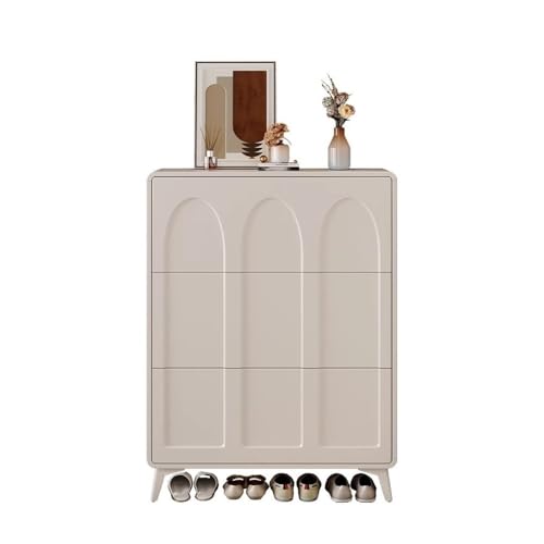 Shihan-2015 Eingangsbereich 120 cm hoher Schuhschrank mit 3 Klappschubladen, modernes minimalistisches Design, schmaler Schrank, Lagerregal for Wohnzimmer, Flur – Weiß Organizer von Shihan-2015