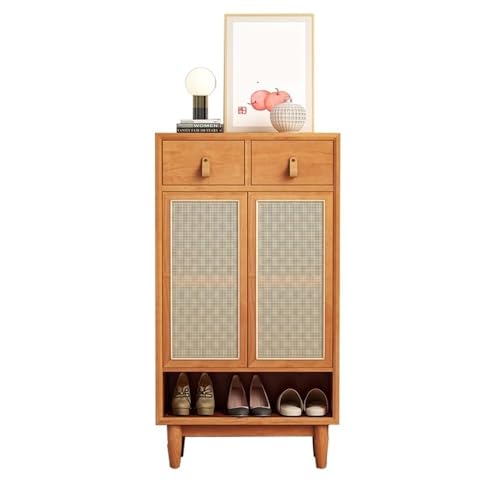 Shihan-2015 Eingangsbereich Rattan-Aufbewahrungsschrank for den Eingangsbereich, 5-stöckiger, 120 cm hoher Schuhschrank mit Türen for den Flurschrank, Kiefer Organizer von Shihan-2015