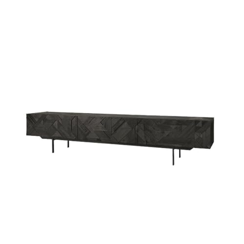 Shihan-2015 Lowboard Nordic Black Antique Eiche Massivholz TV-Schrank, Wohnzimmer, kleine Wohnung Fernsehtisch(Klein) von Shihan-2015