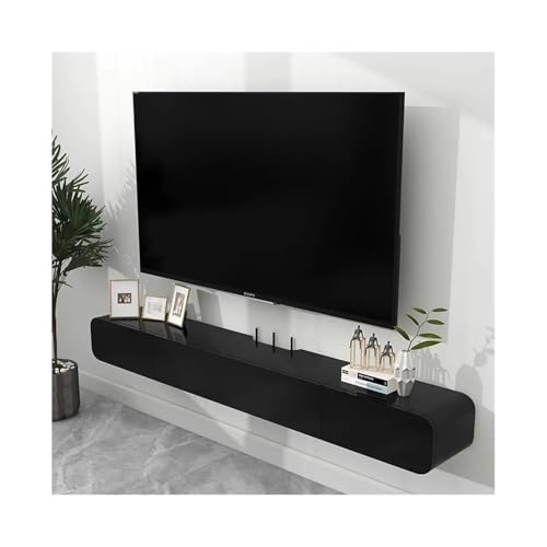Shihan-2015 Lowboard Weißer TV-Wandschrank - Schwebender TV-Ständer mit Tür for das Wohnzimmer Fernsehtisch(Schwarz,XL) von Shihan-2015