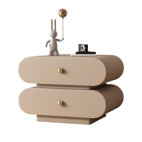 Shihan-2015 Nachttische Double Drawer Khaki Wooden Bedside Table Bedroom Simple Storage Home Storage Cabinet Nachtschrank(Mittel) von Shihan-2015