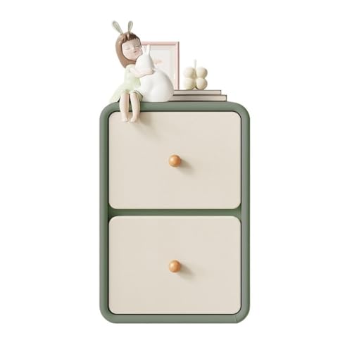 Shihan-2015 Nachttische Grüner Nachttisch aus Holz, klein, ultraschmal, seitlicher Clip-Organizer, Aufbewahrungstruhe, beige, Doppelschublade Nachtschrank(Klein) von Shihan-2015