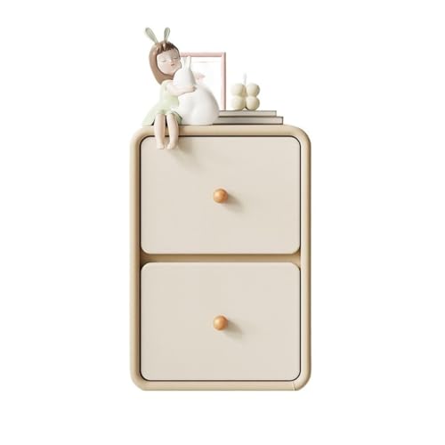 Shihan-2015 Nachttische Nachttisch aus Holz, klein, ultraschmal, seitlicher Clip-Organizer, Aufbewahrungsschrank, Beige/Weiß Nachtschrank(XS) von Shihan-2015