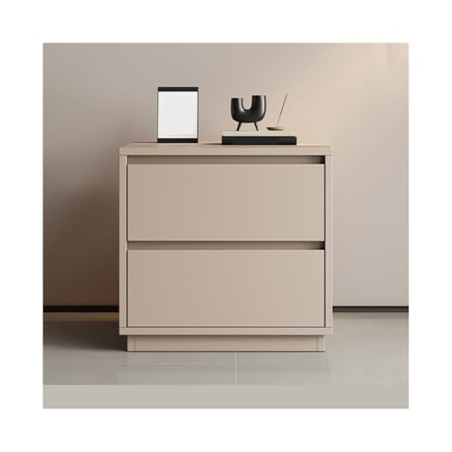 Shihan-2015 Nachttische Nachttisch aus Holz for Zuhause, Schlafzimmer, Nachttisch, Aufbewahrungsschrank, Doppelschublade, Khaki-Farbe Nachtschrank(Mittel) von Shihan-2015