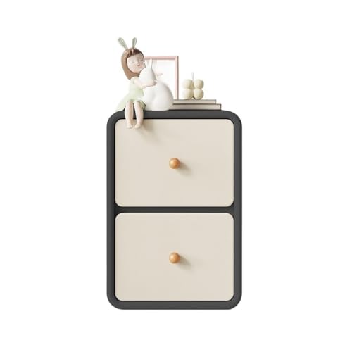 Shihan-2015 Nachttische Schwarzer Nachttisch aus Holz, klein, ultraschmal, seitlicher Clip-Organizer, Aufbewahrungsschrank, Beige Nachtschrank(XS) von Shihan-2015