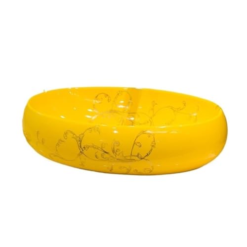 Waschtisch Keramik Badezimmer Aufsatzwaschbecken Künstlerische ovale Waschtischplatte Bad Waschbecken(Yellow) von Shihan-2015