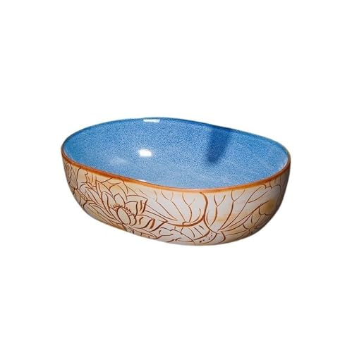 Waschtisch Keramik-Kunst-Aufsatzwaschbecken, Retro-Lotus-Textur, Badezimmer-Waschbecken (Einzelbecken) Bad Waschbecken von Shihan-2015