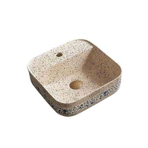 Waschtisch Quadratisches Aufsatzwaschbecken 40 x 40 x 13 cm (L x B x H) Badezimmerwaschbecken Keramik-Aufsatzwaschbecken Bad Waschbecken von Shihan-2015