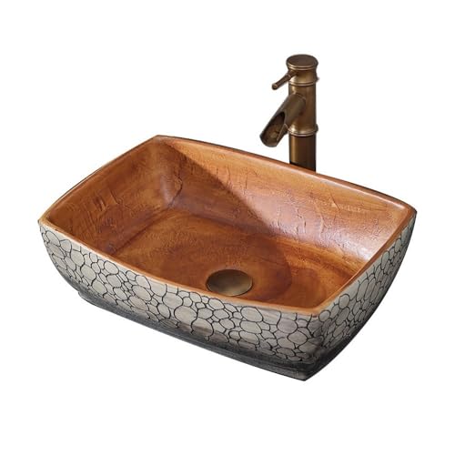 Waschtisch Retro Aufsatzwaschbecken Quadratisches Keramikwaschbecken Badezimmer Balkon Kunstwaschbecken Home Bad Waschbecken von Shihan-2015