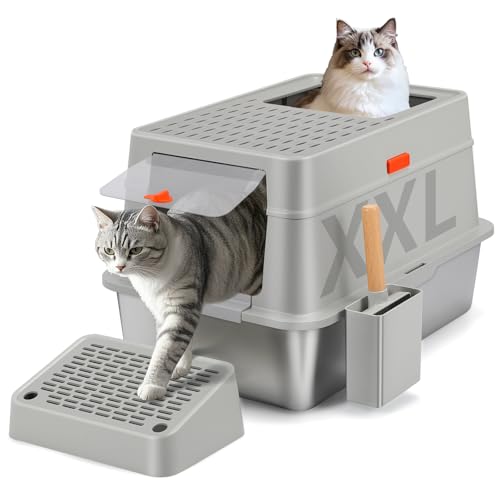 Edelstahl Katzenklo mit Deckel, 60.5L*40.5B*38H cm XXL Katzenklo Edelstahl Geschlossen, Große 35L Katzentoilette Metall mit Schaufel und Fußpedal, Hoher Rand, Auslaufsicher und Leicht Reinigen Edelstahl Katzenklo mit Deckel, 60.5L*40.5B*38H cm XXL Katzenklo Edelstahl Geschlossen, Große 35L Katzentoilette Metall mit Schaufel und Fußpedal, Hoher Rand, Auslaufsicher und Leicht Reinigen von Shikha