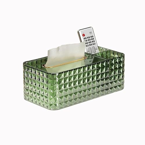 shilanmei Taschentuchbox-Abdeckung, multifunktionale Taschentuchbox, Acryl, Schreibtisch-Organizer, wiederverwendbar, transparent, für Kosmetiktücherbox, Halter für Zuhause, Büro, dekorativ (grün) von Shilanmei