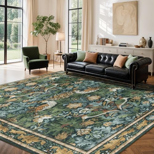Waschbarer Teppich mit Blumenmuster, groß, weich, Vintage, botanisch, 22,9 x 30,5 cm, für Wohnzimmer, niedriger Flor, schmutzabweisend, rutschfest, für Schlafzimmer, unter dem Bett, Esszimmer Waschbarer Teppich mit Blumenmuster, groß, weich, Vintage, botanisch, 22,9 x 30,5 cm, für Wohnzimmer, niedriger Flor, schmutzabweisend, rutschfest, für Schlafzimmer, unter dem Bett, Esszimmer von Shilucheng
