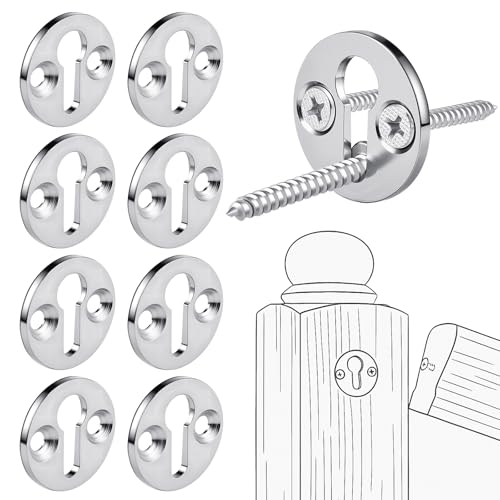 Shimeyao 8 Sets Newel Post Fastener, Newel Post Mounting Kit, Column Handlauf to Pole Fastener, 1 1/4 Inch Diameter x 1/8 Inch Thickness Hardened Steel Plate with 1 Round Steel Plate 3 Long Screws von Shimeyao