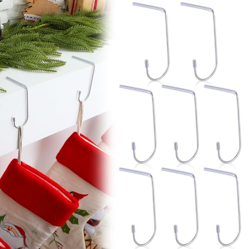 Shimeyao 8 Stück Weihnachtsstrumpf-Haken für Kaminsims, silberfarben, Metall, rutschfest, für Kaminsims, Kamin, Zuhause, Weihnachten, Party-Dekoration von Shimeyao