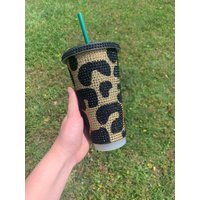 Leopard Spot Strass Starbucks 24 Oz Wiederverwendbare Cold Cup, Print Cup von ShimmeringShelbys