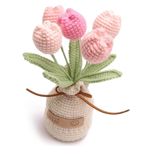 Shimmerz Gehäkelte Gewebte Tulpen Aus Wolle, Simulation Pflanzen Gehäkelte Handgewebte Blumen Für Zuhause Zimmer Tisch Büro Deko Und Geburtstagsgeschenke Für Familie von Shimmerz