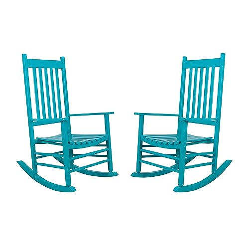 Shine Company Vermont Schaukelstuhl, für den Außenbereich, konturierter Sitz und hohe Rückenlehne, 2 Stück, Aruba von Shine Company