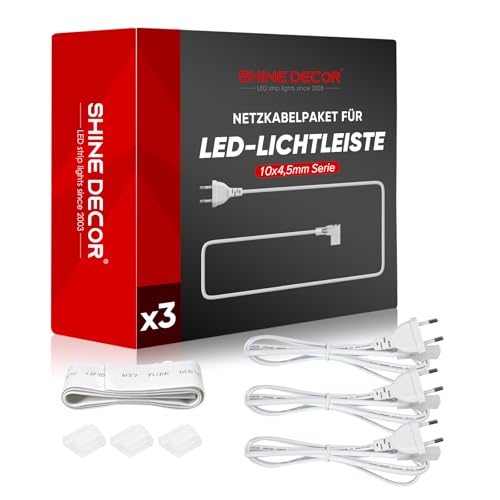 Shine Decor 1.5 Meter langes LED Stromkabel mit Sicherung für 10x4.5mm AC 220V 230V Flexibles LED-Neon-Lichtseil, 3er-Pack Shine Decor 1.5 Meter langes LED Stromkabel mit Sicherung für 10x4.5mm AC 220V 230V Flexibles LED-Neon-Lichtseil, 3er-Pack von Shine Decor