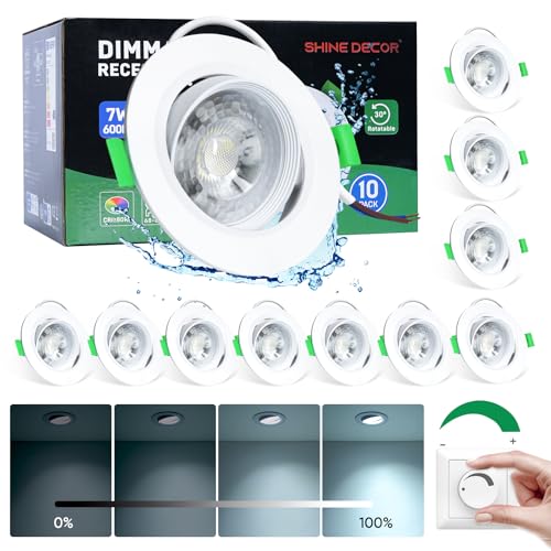 Shine Decor Einbaustrahler LED, 6000K Kaltweiß Dimmbar Led Spot Deckeneinbaustrahler, LED Einbauleuchten Für Schlafzimmer Badezimmer Küche,10er Set Shine Decor Einbaustrahler LED, 6000K Kaltweiß Dimmbar Led Spot Deckeneinbaustrahler, LED Einbauleuchten Für Schlafzimmer Badezimmer Küche,10er Set von Shine Decor