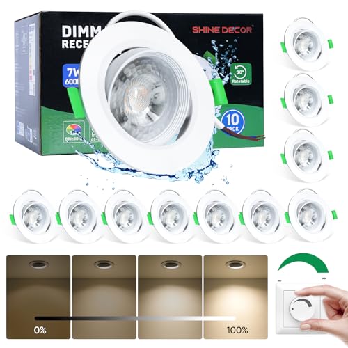 Shine Decor LED Einbaustrahler,Neutralweiß 4000K Dimmbar,Led Spot Deckenstrahler,LED Einbauleuchten Für Schlafzimmer Badezimmer Küche,10er Set von Shine Decor