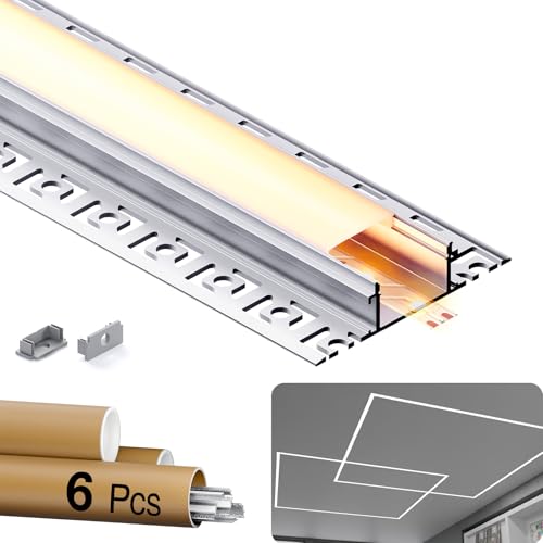 Shine Plus 2m LED Aluminium Profil × 6 Stück für LED Streifen bis 20mm, Profil Kanalgröße 2000 × 61.8 × 13.8mm von Shine Plus