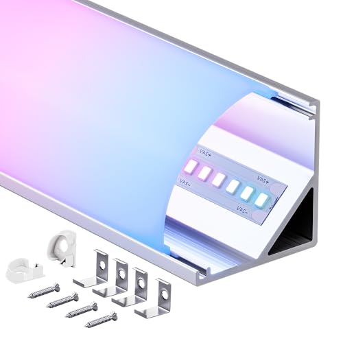 Shine Plus 6 x LED Eckprofil 2m, mit milchigem Lichtdiffusor - Schiene, LED Profil 45 Grad V Form Gesamtgröße 15,8 mm x 15,8 mm, geeignet für Led-Streifen mit einer Breite von bis zu 10 mm Shine Plus 6 x LED Eckprofil 2m, mit milchigem Lichtdiffusor - Schiene, LED Profil 45 Grad V Form Gesamtgröße 15,8 mm x 15,8 mm, geeignet für Led-Streifen mit einer Breite von bis zu 10 mm von Shine Plus