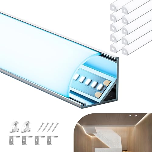 Shine Plus LED Eckprofil, Lineare LED-Beleuchtung 1 Meter x 10 Stück - Größe 15,8 mm x 15,8 mm - Mit opakem PC-Abdeckung Shine Plus LED Eckprofil, Lineare LED-Beleuchtung 1 Meter x 10 Stück - Größe 15,8 mm x 15,8 mm - Mit opakem PC-Abdeckung von Shine Plus