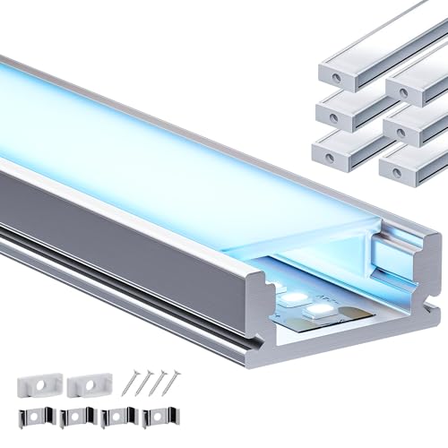 Shine Plus 6 x LED-Profil 1m, mit milchigem Lichtdiffusor - Schiene, LED Aluminium Profil U Form Maße 17,4 mm x 7 mm, geeignet für Led-Streifen mit einer Breite von bis zu 12,4 mm Shine Plus 6 x LED-Profil 1m, mit milchigem Lichtdiffusor - Schiene, LED Aluminium Profil U Form Maße 17,4 mm x 7 mm, geeignet für Led-Streifen mit einer Breite von bis zu 12,4 mm von Shine Plus