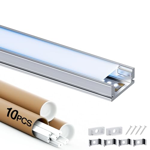 Shine Plus LED Schiene 2m, 10 Stück U Form LED Aluminium Profil,Led Kanäle mit Milchig Weißer Abdeckung, led Diffusoren mit Endkappen und Montageclips Die Innenbreite des Profils beträgt 12,4 mm Shine Plus LED Schiene 2m, 10 Stück U Form LED Aluminium Profil,Led Kanäle mit Milchig Weißer Abdeckung, led Diffusoren mit Endkappen und Montageclips Die Innenbreite des Profils beträgt 12,4 mm von Shine Plus