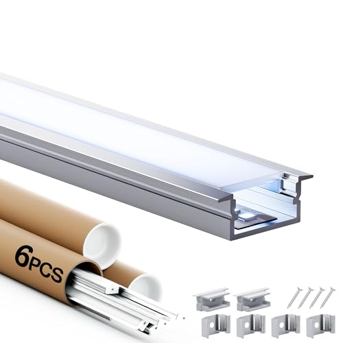 Shine Plus LED Schiene 2m, 6 Stück U Form LED Aluminium Profil,Led Kanäle mit Milchig Weißer Abdeckung, led Diffusoren mit Endkappen und Montageclips Shine Plus LED Schiene 2m, 6 Stück U Form LED Aluminium Profil,Led Kanäle mit Milchig Weißer Abdeckung, led Diffusoren mit Endkappen und Montageclips von Shine Plus