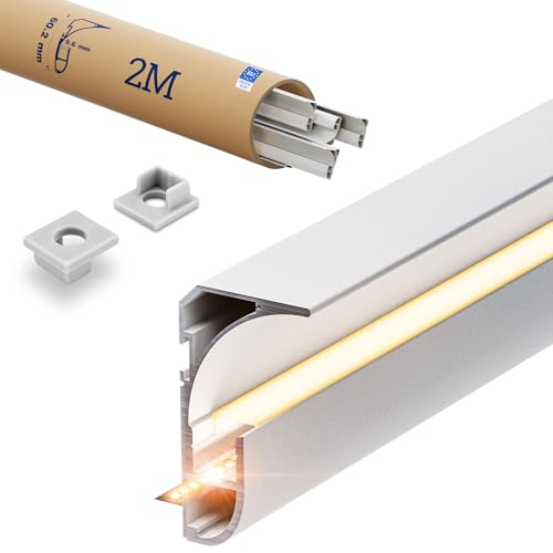 Shine Plus LED Sockelleisten aus Aluminium Weiß für LED Streifen bis einschließlich 9 mm Breite – Aluminiumprofil für Deckenleisten und Bodenkanten, indirekte Beleuchtung (5) von Shine Plus