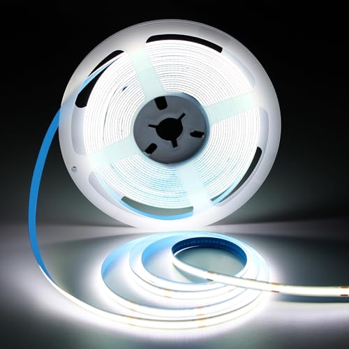 ShineBurky 24V COB LED Strip Kaltweiß, 10M LED Streifen 6000K CRI93+ Breite 8mm Flexibel Schneidbar LED Strip Light für TV Hintergrundbeleuchtung Küche Schlafzimmer Deko (Keine Netzadapter) von ShineBurky