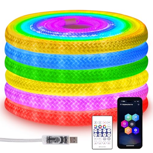 ShineBurky 360 Grad Neon LED Strip Rund RGB+IC 5M, 5V USB Flexibel IP67 Wasserdicht mit Timer Funktion Musik Sync Fernbedienung APP Steuerung für Pavillon Dachvorsprung Steinsäulen Oudoor Dekoration ShineBurky 360 Grad Neon LED Strip Rund RGB+IC 5M, 5V USB Flexibel IP67 Wasserdicht mit Timer Funktion Musik Sync Fernbedienung APP Steuerung für Pavillon Dachvorsprung Steinsäulen Oudoor Dekoration von ShineBurky