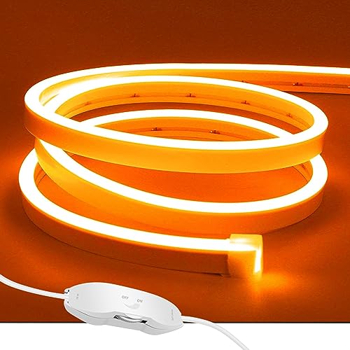 ShineBurky 5M Neon LED Strip Orange, 12V Neon LED Streifen Dimmbar Flexibel Wasserdicht IP65 Lichtleiste Silikon Led Neon Lichtband für Wohnzimmer Schlafzimmer Wand Deko DIY (Keine Netzadapter) von ShineBurky