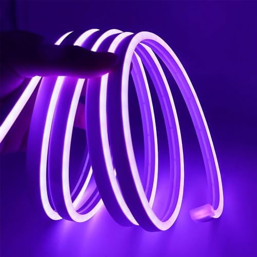 ShineBurky 5M Neon LED Strip Rosa Lila, 12V Neon LED Streifen Dimmbar Flexibel Wasserdicht IP65 Lichtleiste Silikon Led Neon Lichtband für Wohnzimmer Schlafzimmer Wand Deko DIY (Keine Netzadapter) von ShineBurky