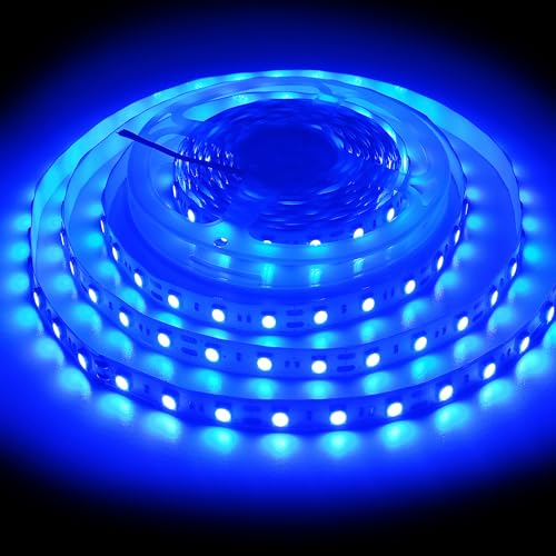 ShineBurky LED Strip 5M Blau, LED Streifen 12V Lichtband Selbstklebend 300LEDs SMD5050 Beleuchtung Lichtband Strips Flexibel for Leiste Küche TV DIY Deko, Kein Netzadapter von ShineBurky