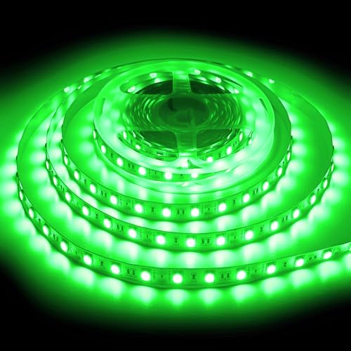 ShineBurky LED Strip 5M Grün, LED Streifen 12V Lichtband Selbstklebend 300LEDs SMD5050 Beleuchtung Lichtband Strips Flexibel for Leiste Küche TV DIY Deko, Kein Netzadapter von ShineBurky