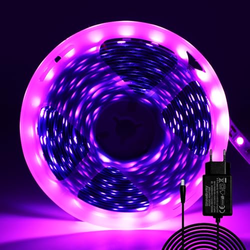 ShineBurky LED Strip 5M Rosa, 12V Lichtband Selbstklebend 300LEDs SMD5050 Band Beleuchtung Flexibel für Leiste Küche TV DIY Deko (Inklusive Netzteil) von ShineBurky