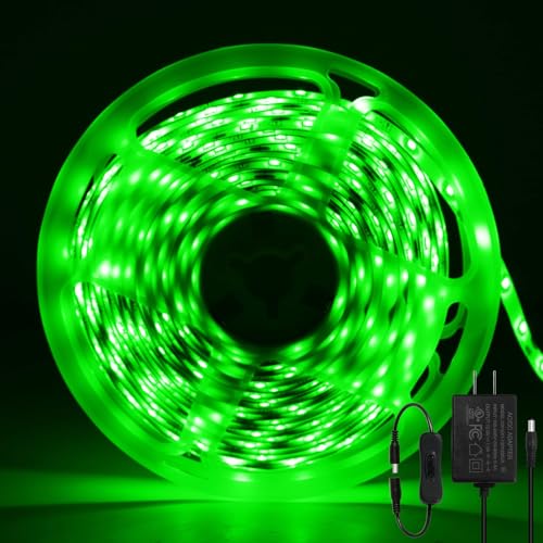 ShineBurky Led Strip 5M Grün, LED Streifen 12V Lichtbandled Selbstklebend IP65 Wasserdicht LED Band Beleuchtung Lichtband Strips Flexibel for Leiste Kneipen Küche TV DIY Deko (Inklusive Netzteil) von ShineBurky