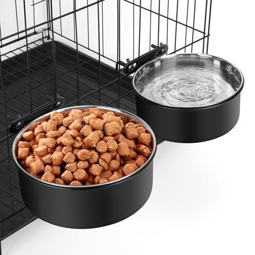 Hundenäpfe für Kiste, 1,5 l und 963 ml, Hundehüttenschüssel, montierbar und rutschfeste Gummiunterseite, Doppelzweck-Edelstahl-Futter- und Wassernapf-Set für große und mittelgroße Haustiere, Katzen Hundenäpfe für Kiste, 1,5 l und 963 ml, Hundehüttenschüssel, montierbar und rutschfeste Gummiunterseite, Doppelzweck-Edelstahl-Futter- und Wassernapf-Set für große und mittelgroße Haustiere, Katzen von ShineMe