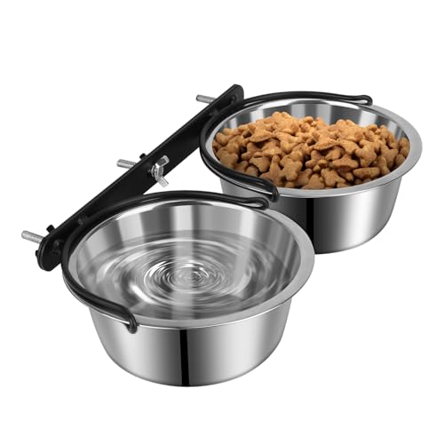 ShineMe Hundekäfig-Wassernapf, kein Verschütten, Futter- und Wassernapf-Set, montierbar, hängende Futternäpfe für Hundekäfig, 800 ml, für kleine und mittelgroße Hunde, Katzen, Haustiere von ShineMe