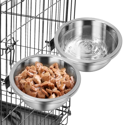 ShineMe Wassernapf, kein Verschütten, 2 Stück, 1,4 l zum Aufhängen, für Hundekäfig, robuste Futter- und Wassernäpfe für große und mittelgroße Rassen von ShineMe