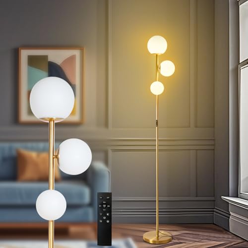 ShineMuse LED Stehlampe dimmbar Wohnzimmer mit Fernbedienung,Stehlampe vintage Gold mit 3 Rundlichte,168cm Retro Stehlampen Gold mit Timer ShineMuse LED Stehlampe dimmbar Wohnzimmer mit Fernbedienung,Stehlampe vintage Gold mit 3 Rundlichte,168cm Retro Stehlampen Gold mit Timer von ShineMuse
