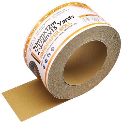 Shineboc Körnung 120 Selbstklebende Schleifpapier Rolle 70 mm x 12 m Schleifpapier Rolle für Auto und Holzbearbeitung von Shineboc