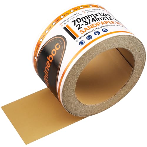 Shineboc Körnung 320 Selbstklebende Schleifpapier Rolle 70 mm x 12 m Schleifpapier Rolle für Auto und Holzbearbeitung von Shineboc